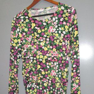 MamaLicious Women's Dress Size L Crew Neck Long Sleeve Multi Color Flower Print